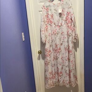 Annah Hariri Original Floral Long Sleeve Maxi Dress Size 16 NWT